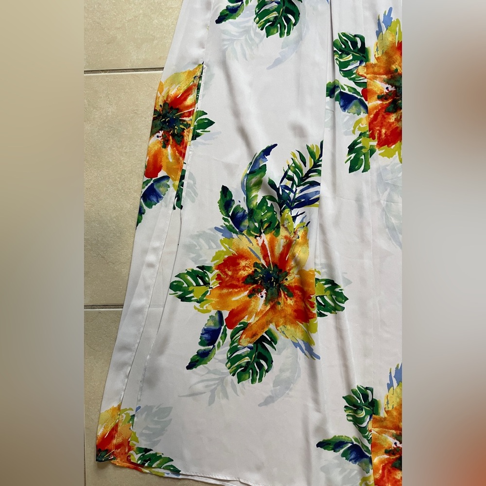 ARK & CO FULL LENGTH SPAGHETTI STRAP MULTI-FLORAL PRINT MAXI DRESS SIZE, L Beach - Picture 12 of 16